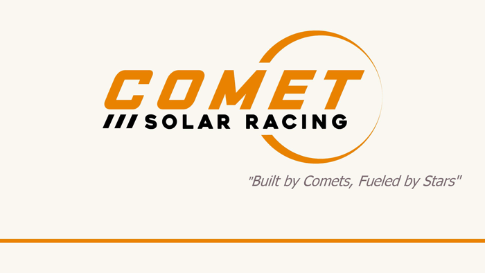 Text logo - Comet Solar Racing, built by comets, fueled by stars.