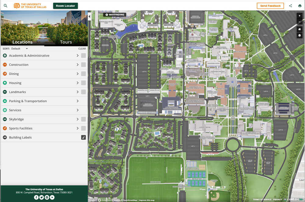 screenshot of the new campus map