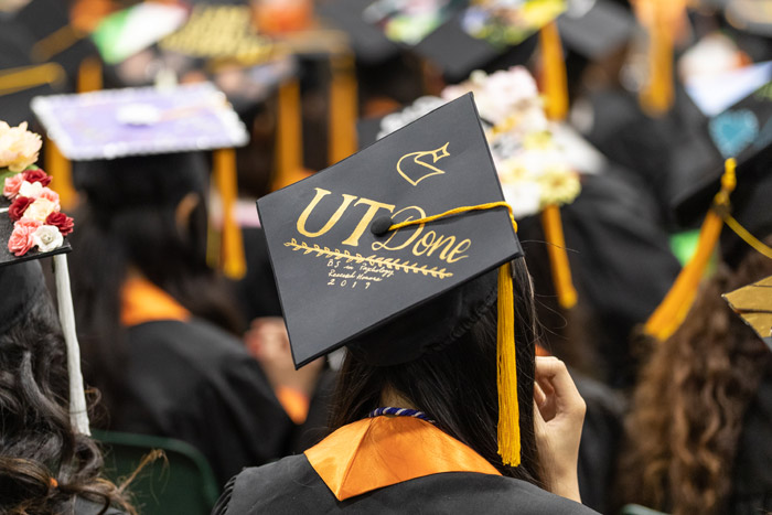 Graduate cap that says UT-Done