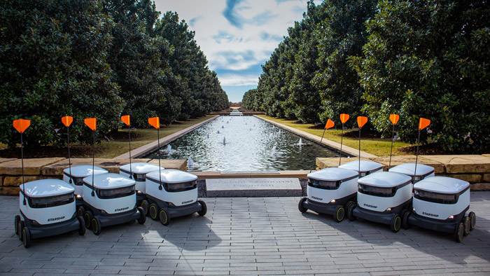Food delivery robots on campus. 
