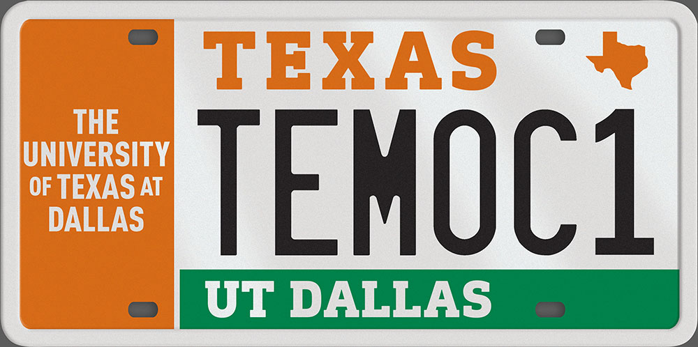 UT Dallas License plate