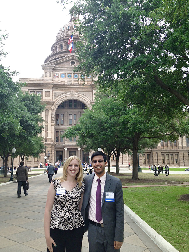 Katherine Borner and Syed Mohammed Rasheed at Texas state capitol 